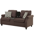 Pemberly Row 2 Piece Fabric Sofa Set with USB Console in Dark Coffee