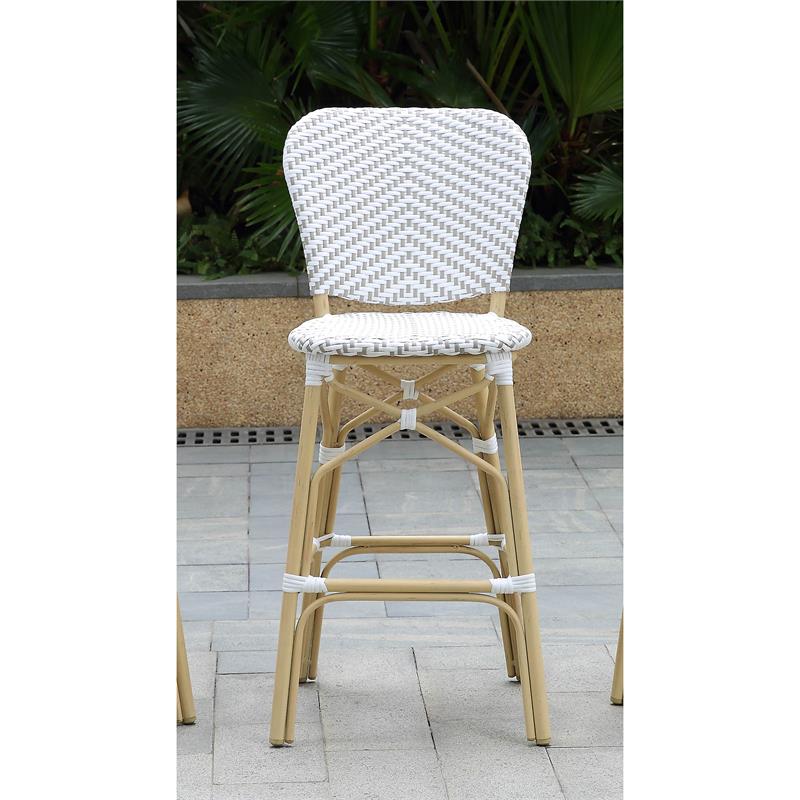 Pemberly Row Modern Aluminum Patio Bar Chair in Gray (Set of 2)