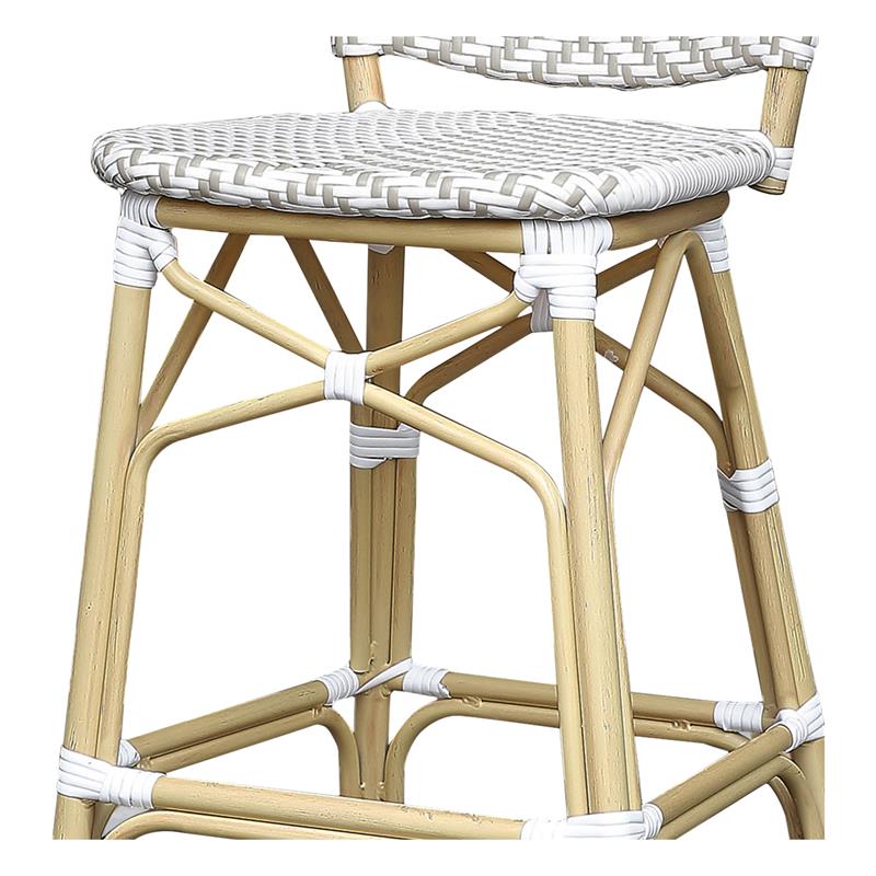 Pemberly Row Modern Aluminum Patio Bar Chair in Gray (Set of 2)
