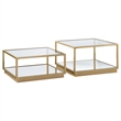 Pemberly Row 2-Piece Square Glass Top Occasional Set in Gold