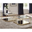 Pemberly Row 2-Piece Square Glass Top Occasional Set in Gold