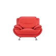 Pemberly Row Contemporary Red Color Chair With Faux and Leather