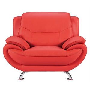 Pemberly Row Contemporary Red Color Chair With Faux and Leather