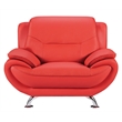 Pemberly Row Contemporary Red Color Chair With Faux and Leather