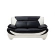 Pemberly Row Black and White Color With Faux Leather Loveseat
