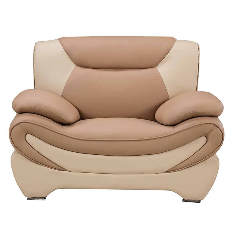 Pemberly Row Camel (Tan) and Ivory Color With With Faux Leather Chair