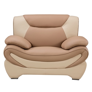Pemberly Row Camel (Tan) and Ivory Color With With Faux Leather Chair