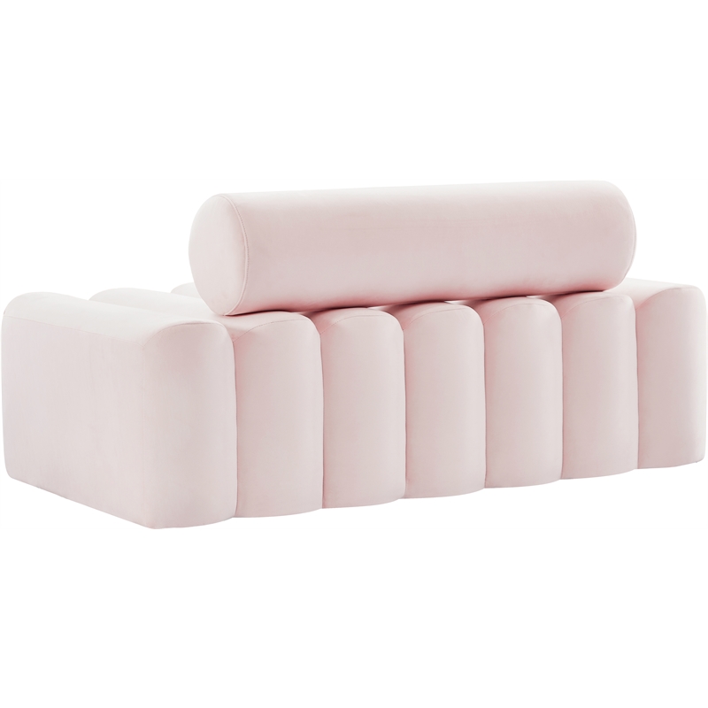 Pemberly Row Modern / Contemporary Pink Finish Velvet Loveseat