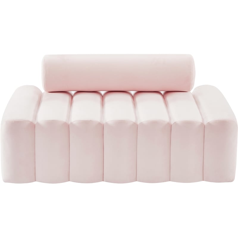 Pemberly Row Modern / Contemporary Pink Finish Velvet Loveseat