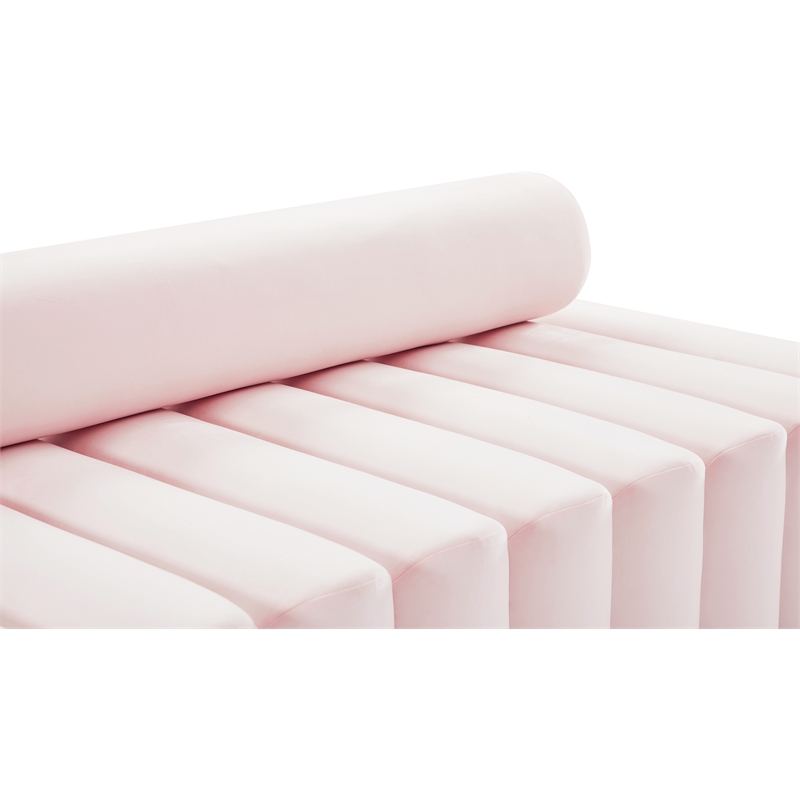 Pemberly Row Modern / Contemporary Pink Finish Velvet Loveseat