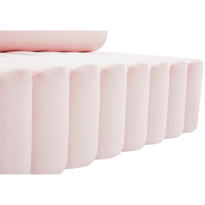 Pemberly Row Modern / Contemporary Pink Finish Velvet Loveseat