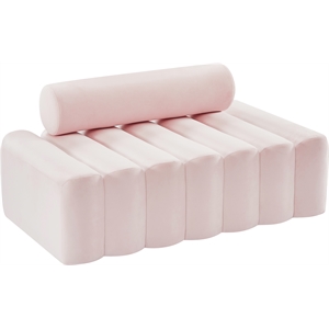 Pemberly Row Modern / Contemporary Pink Finish Velvet Loveseat