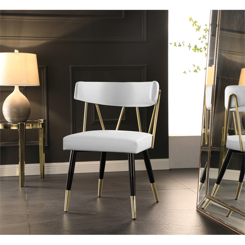 Pemberly Row Modern White Vegan Leather Dining Chair (Set of 2)
