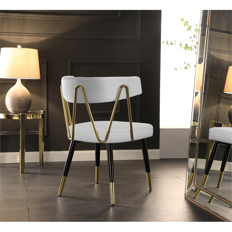 Pemberly Row Modern White Vegan Leather Dining Chair (Set of 2)