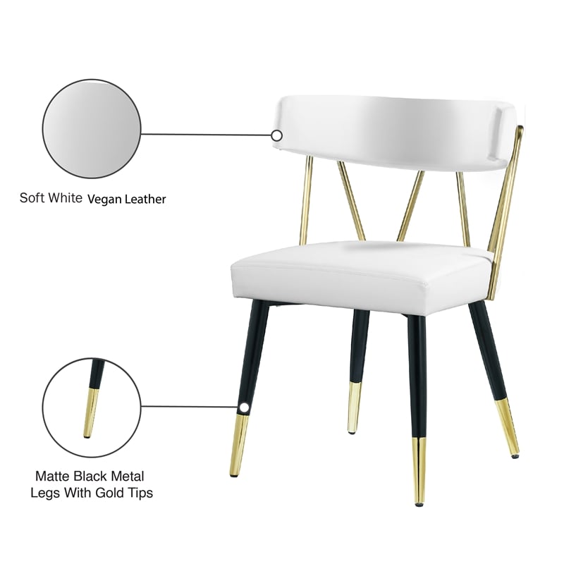 Pemberly Row Modern White Vegan Leather Dining Chair (Set of 2)