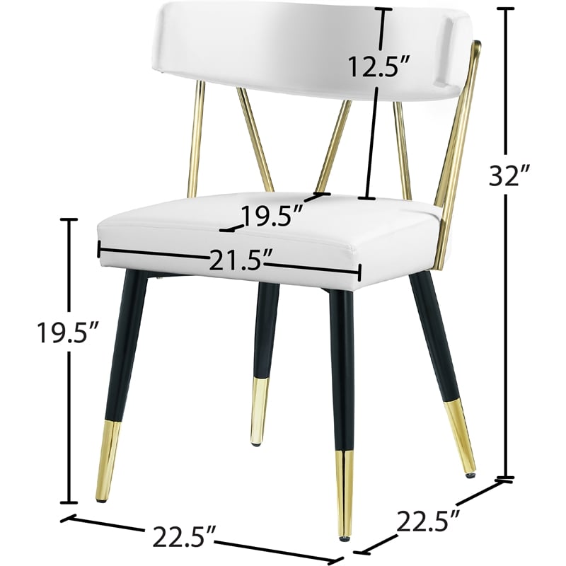 Pemberly Row Modern White Vegan Leather Dining Chair (Set of 2)