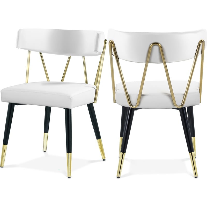 Pemberly Row Modern White Vegan Leather Dining Chair (Set of 2)