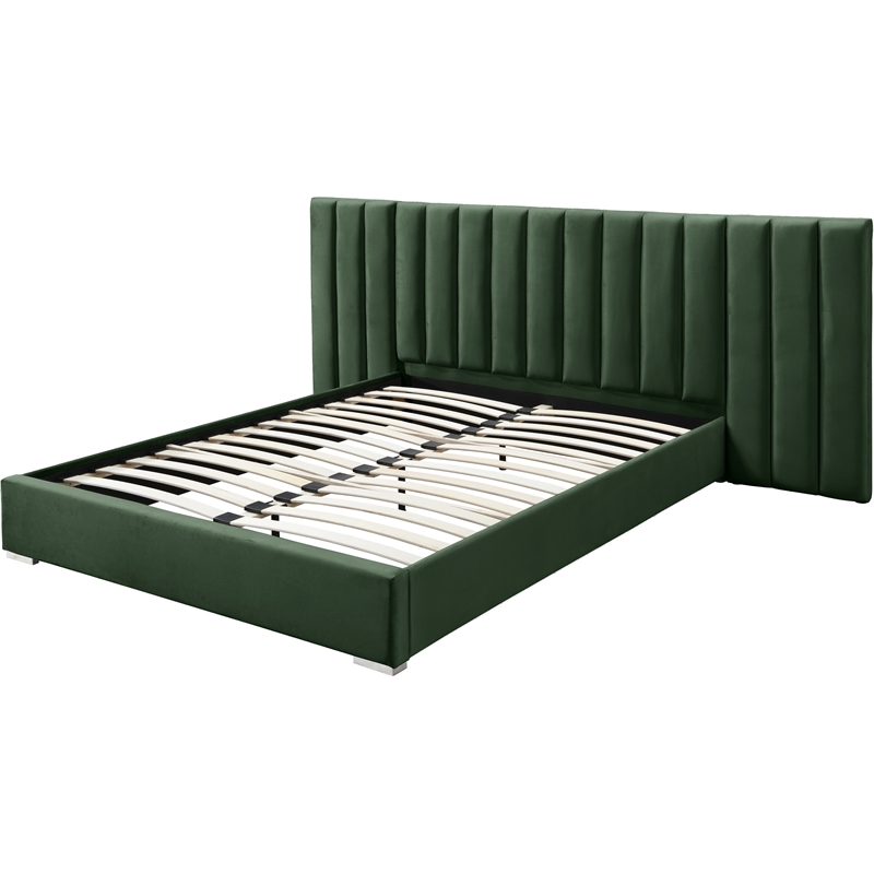 Pemberly Row Modern / Contemporary Green Finish Velvet King Bed