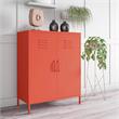 Pemberly Row Modern 2 Door Metal Locker Storage Cabinet in Orange