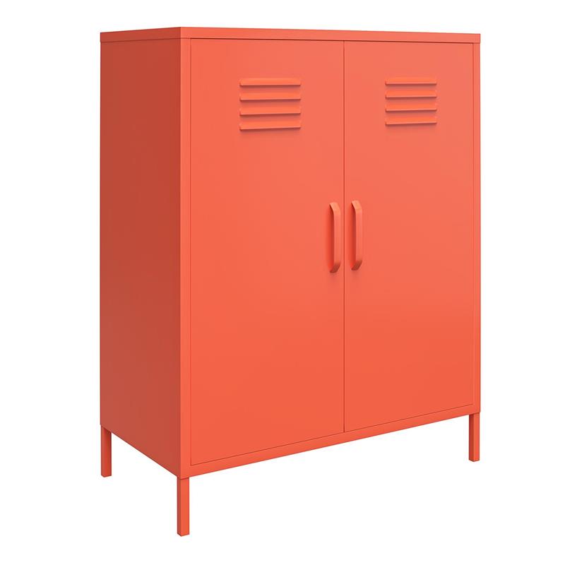 Pemberly Row Modern 2 Door Metal Locker Storage Cabinet in Orange