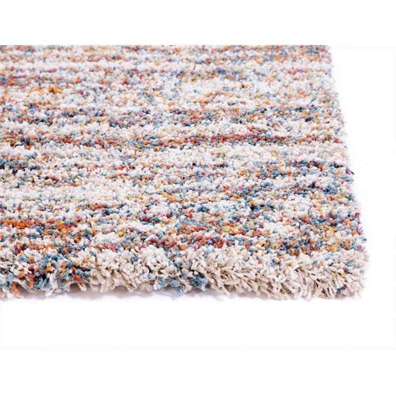 Pemberly Row Modern / Contemporary Shag Ivory/Multi Striped Area Rug