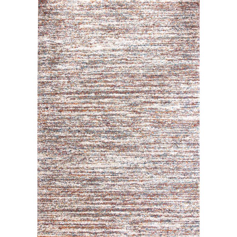 Pemberly Row Modern / Contemporary Shag Ivory/Multi Striped Area Rug