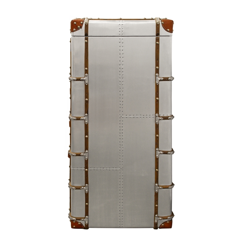 Pemberly Row 4-Drawer Chest Lift Top & Leather Accents Wood w/ Aluminum Cladding