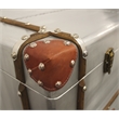 Pemberly Row 4-Drawer Chest Lift Top & Leather Accents Wood w/ Aluminum Cladding