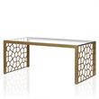 Pemberly Row Modern Glass Top Coffee Table Brass in Tempered Glass
