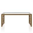 Pemberly Row Modern Glass Top Coffee Table Brass in Tempered Glass