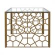 Pemberly Row Modern Glass Top Coffee Table Brass in Tempered Glass