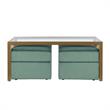 Pemberly Row Modern Glass Top Coffee Table Brass in Tempered Glass