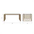 Pemberly Row Modern Glass Top Coffee Table Brass in Tempered Glass