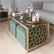 Pemberly Row Modern Glass Top Coffee Table Brass in Tempered Glass