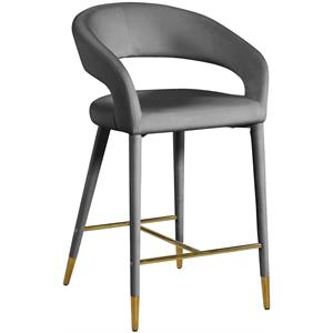 Pemberly Row Modern / Contemporary Soft Gray Finish Velvet Stool