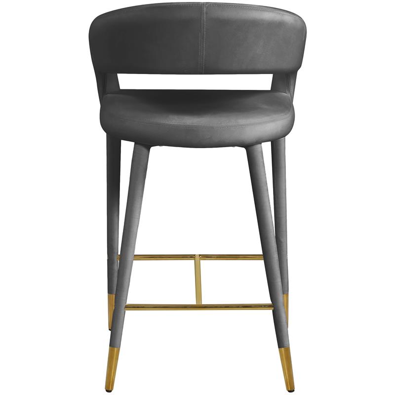 Pemberly Row Modern / Contemporary Soft Gray Finish Velvet Stool
