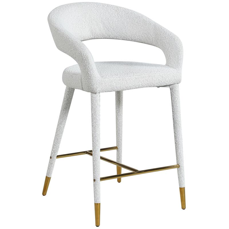 Pemberly Row Modern / Contemporary Cream Finish Fabric Stool
