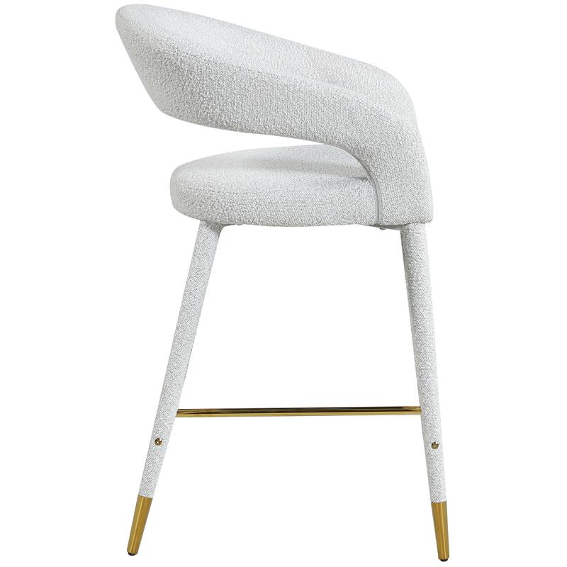 Pemberly Row Modern / Contemporary Cream Finish Fabric Stool