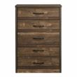 Pemberly Row Contemporary Rustic Wood 5-Drawer Chest in Walnut