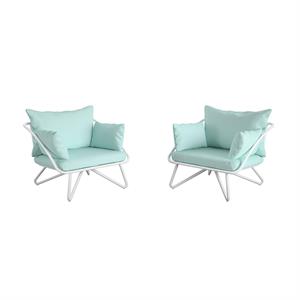 Pemberly Row Collection Teddi Lounge Chairs 2-piece in Aqua Haze