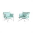 Pemberly Row Collection Teddi Lounge Chairs 2-piece in Aqua Haze