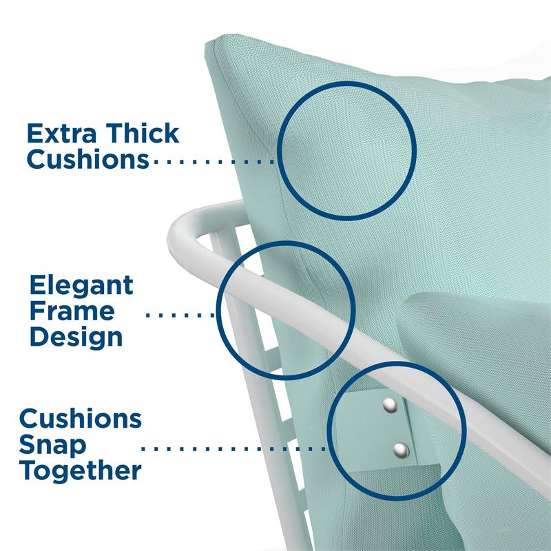 Pemberly Row Collection Teddi Lounge Chairs 2-piece in Aqua Haze