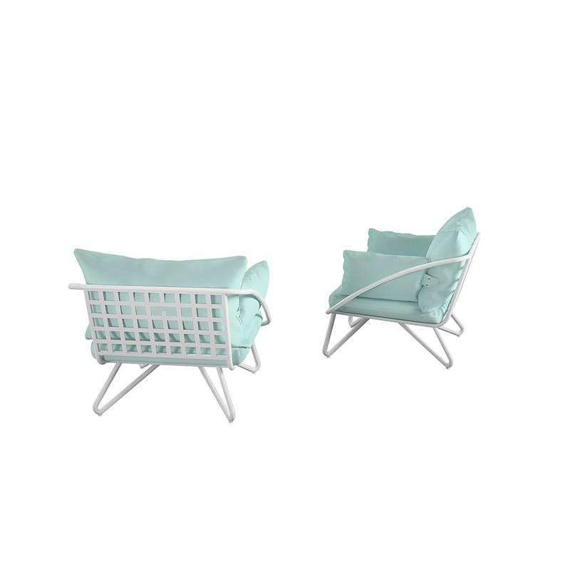 Pemberly Row Collection Teddi Lounge Chairs 2-piece in Aqua Haze