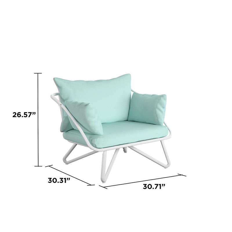 Pemberly Row Collection Teddi Lounge Chairs 2-piece in Aqua Haze