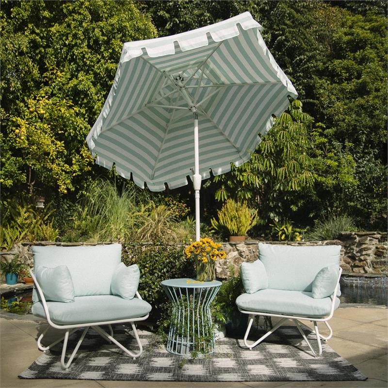 Pemberly Row Collection Teddi Lounge Chairs 2-piece in Aqua Haze