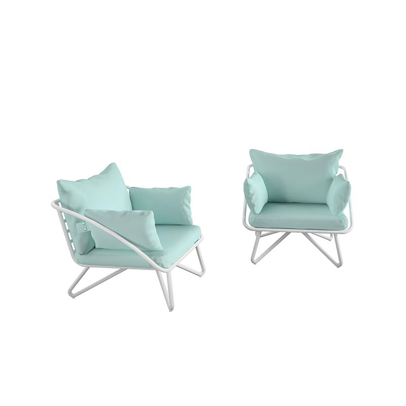 Pemberly Row Collection Teddi Lounge Chairs 2-piece in Aqua Haze