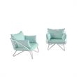 Pemberly Row Collection Teddi Lounge Chairs 2-piece in Aqua Haze