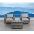 Pemberly Row 3-Piece Wicker Swivel Rocker Sectional Set in Gray