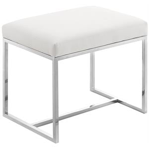 Pemberly Row Modern Soft White Vegan Leather Ottoman / Stool