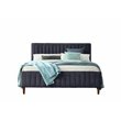 Pemberly Row Wood/Fabric Upholstered Queen Platform Bed in Blue